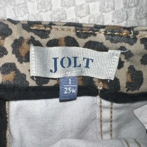 Leopard print jean Mini skirt.